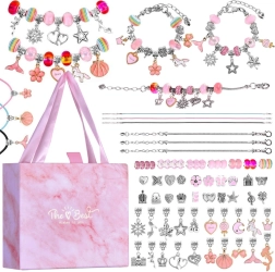 Kreatív karkötőkészítő készlet medálokkal és gyöngyökkel