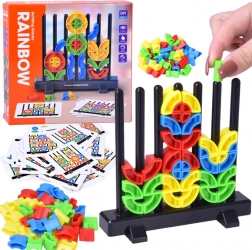 Montessori színes geometriai pálcikás kirakó mintakártyákkal