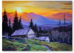 Gyémántfestés – hegyek naplementében 40 × 30 cm