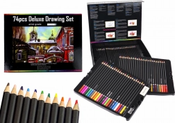 Rajzkészlet mágneses dobozban, 74 darabos