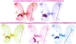 Csillámos pillangószárnyak – fejpánttal és varázspálcával, szett