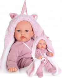 Antonio Juan Petit élethű baba hangokkal, puha textiltesttel, 27 cm