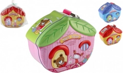 Fém persely házikó formában zárral 16 × 8 cm