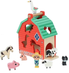 Fa farm állatokkal és beillesztő játékkal