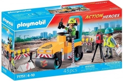 Action Heroes útépítési munkák – építőkészlet úthengerrel és figurákkal