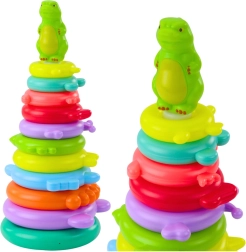 Oktató rakosgató piramis dinoszaurusszal, 12 darab és matricák