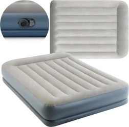 Felfújható velúr ágy INTEX Pillow Rest Mid-Rise, franciaágy beépített elektromos pumpával 203 × 152 × 30 cm
