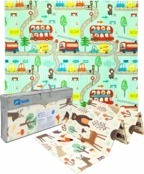 Humbi kétoldalas, összehajtható XPE hab játszószőnyeg 200 × 180 × 1 cm – erdő és utcácskák