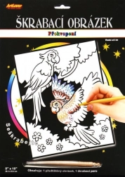 Meglepő kaparós kép Két papagáj 20x25 cm