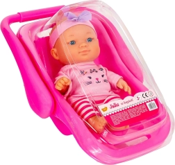 Julka baba rózsaszín hordozóban káddal