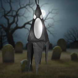 Halloween-i fekete, LED-es függő szellemdekoráció 10 színes LED-del