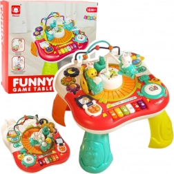 Interaktív oktatóasztal 2 az 1-ben zenei panellel és zongorával, piros