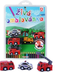 Élő kifestő – Mentők: 3 darabos visszahúzós kisautó készlet