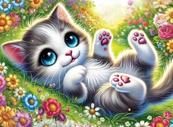 Fából készült puzzle aranyos kiscica 40 darab