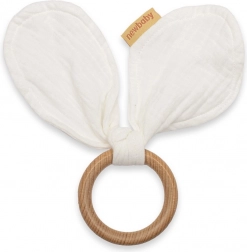 Fa rágóka muszlinnal New Baby Ears, fehér