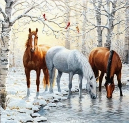 Norimpex gyémántfestés Tél a tóparton – lovak 30 × 40 cm