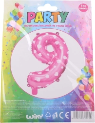 Felfújható 9-es számú rózsaszín lufi szívecskékkel