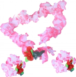 Rózsaszín hawaii szett – nyaklánc és karkötők