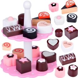 Kétemeletes fa készlet tortácskákkal gyerekeknek