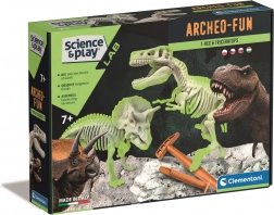 Clementoni Science & Play ArcheoFun: T‑Rex és Triceratops – ásatási készlet világító csontvázakkal
