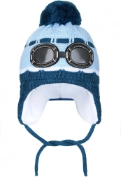 NEW BABY téli gyerek sapka szemüvegmintával, szürke