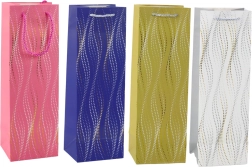 Csillogó hullámokkal díszített ajándéktáska palackhoz