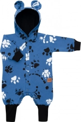 Baba pamut overál kapucnival és fülecskékkel New Baby Labka kék