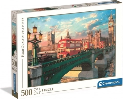 CLEMENTONI 500 darabos puzzle – Westminster híd, Big Ben és piros autóbusz