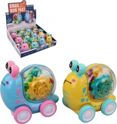 Csiga lendkerékkel és fénnyel