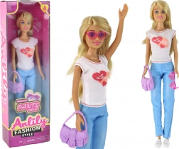 Anlily baba hosszú szőke hajjal és kiegészítőkkel – Fehér