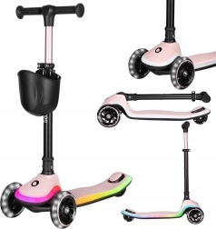 Összecsukható gyerek roller LIONELO Mey Pink Rose LED világítással