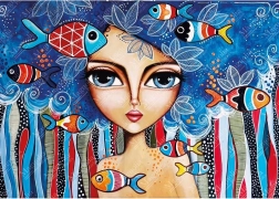 1000 darabos puzzle – lány halakkal