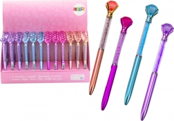 Golyóstoll gyémánttal, kék betét 0,7 mm, vegyes színek