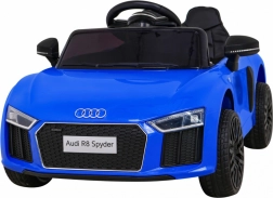 Elektromos AUDI R8 Spyder gyerekautó – kék, távirányítóval, EVA kerekekkel és MP3-mal
