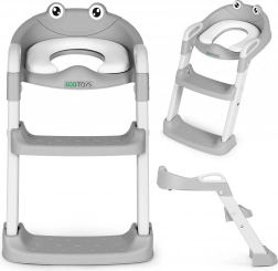 Gyermek WC-ülőke lépcsővel és fellépővel, kék, ECOTOYS