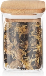 Üveg tárolóedény szemes élelmiszerekhez 200 ml bambusz fedéllel és tömítéssel