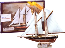 3D puzzle vitorlás BLUENOSE – fa hatású hajómodell