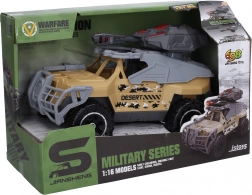 Katonai autó ágyúval, fény- és hangeffektekkel