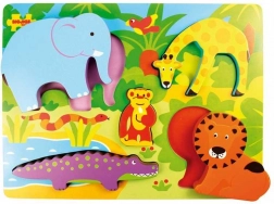 Fa beillesztős puzzle Safari BIGJIGS TOYS