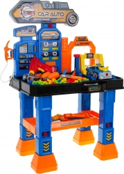 Interaktív autószerviz 4 az 1-ben 3+ éves gyerekeknek asztallal, autómosóval, töltőállomással, kisautóval és fúróval