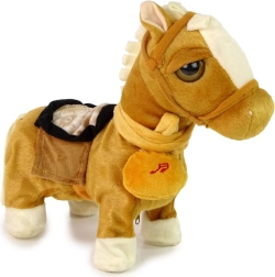 Interaktív plüss ló világosbarna zenével