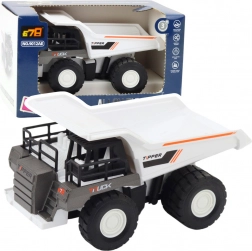 Építő dömper fém elemekkel és hajtással fehér