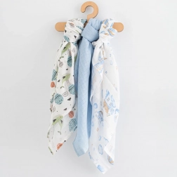 Mintás pamut pelenkák NEW BABY 70 × 80 cm, 3 db – fiúknak