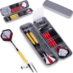 3 darabos fém darts készlet szizál táblákhoz, 17 g, sárgaréz testtel és tokban