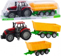 Piros mezőgazdasági traktor sárga utánfutóval 46 cm