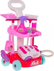 Gyermek takarítókészlet interaktív porszívóval és gurulós kocsival