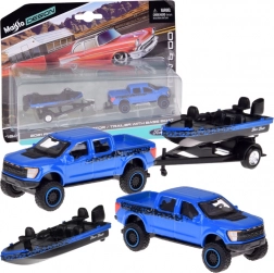 Maisto fém modell 1:64 – Ford F-150 SVT Raptor csónakkal utánfutón