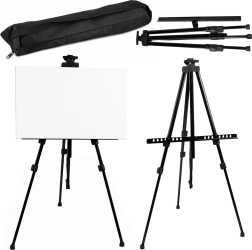 Fém festőállvány (sztaluga) plein airhez, tripod tokkal, fekete 158 cm