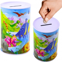 Fém persely dinoszauruszokkal 13 × 8 cm