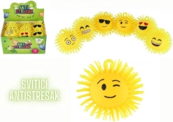 Antistressz szilikon smiley labda, 8 cm, fénnyel